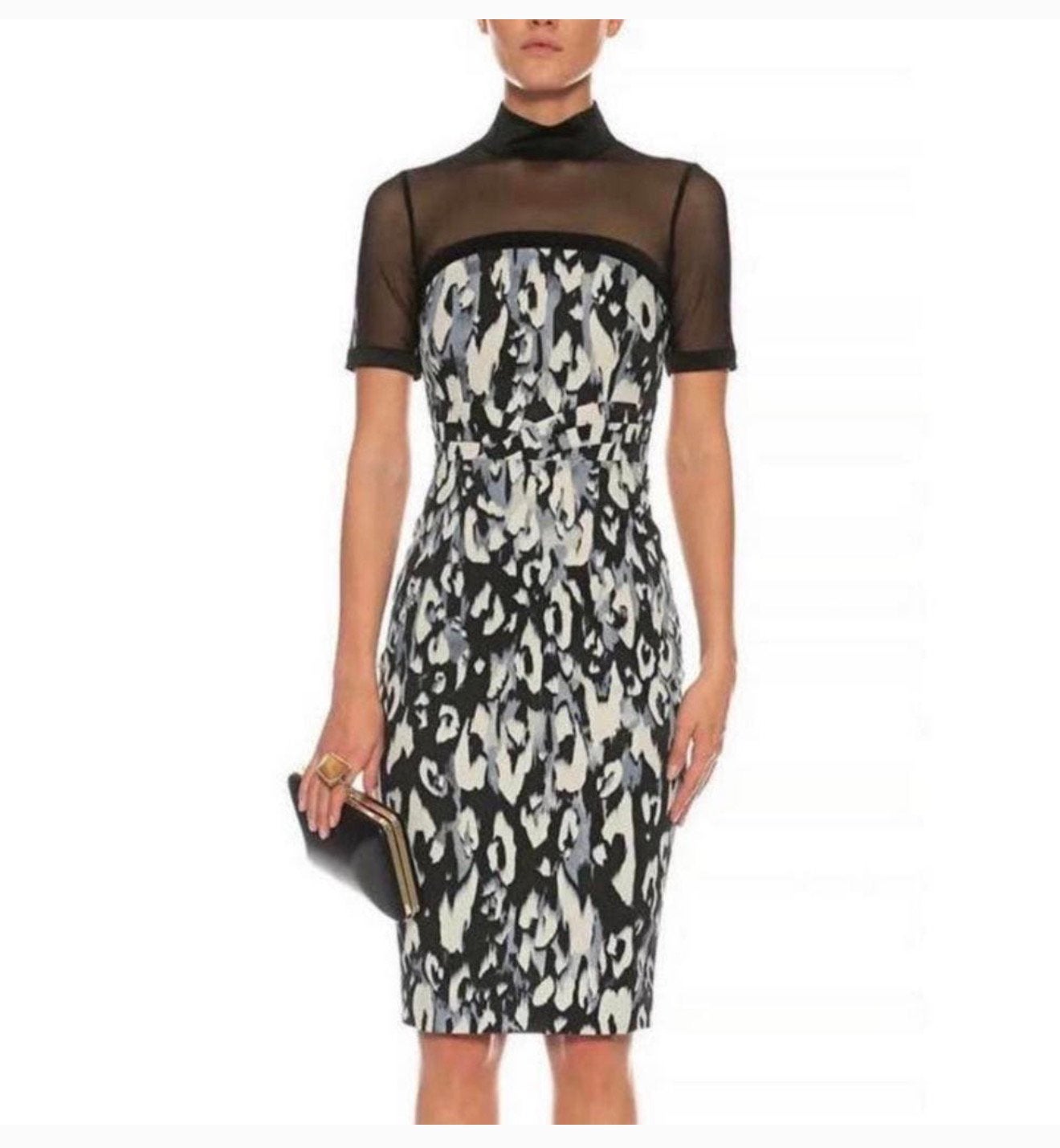 Robe animalière Karen Millen imprimé léopard noir gris NEW M, Vêtements | Femmes, Robes, Neuf, Taille 38/40 (M), Enlèvement ou Envoi
