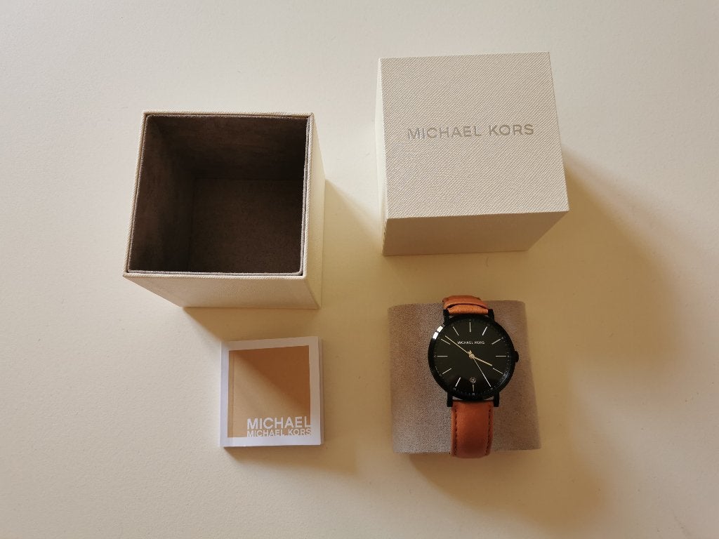 Michael Kors herenhorloge, Handtassen en Accessoires, Horloges | Heren, Leer, Staal, Polshorloge, Zo goed als nieuw