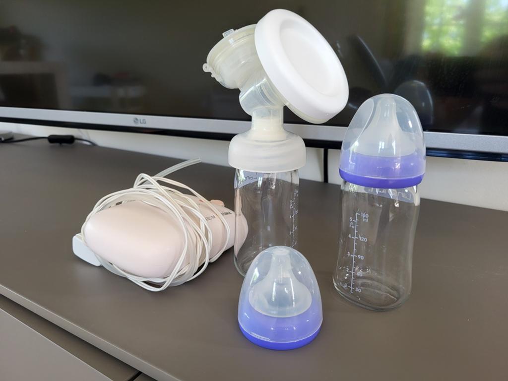 Enkele elektrische borstkolf philips avent + glazen fles, Kinderen en Baby's, Ophalen, Gebruikt, Borstkolf