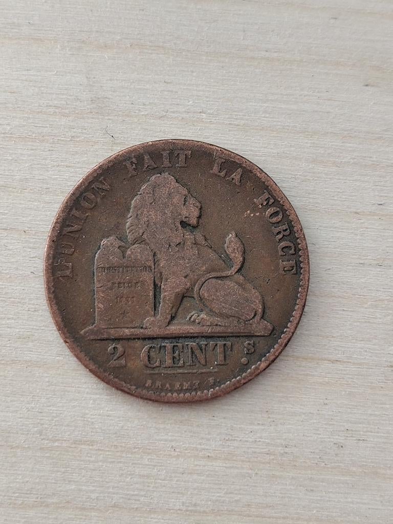 Munt 2 cent Belgische Frank 1873, Ophalen of Verzenden, Losse munt