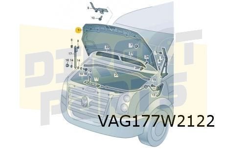 Volkswagen Crafter (4/06-9/16) Motorkapscharnier Rechts Orig, -, -, Nieuw, -
