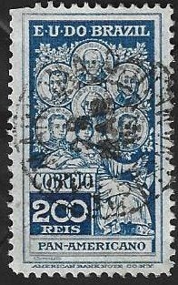 1 Postzegel Brazilië 1909 Pan-Amerikaans congres, Ophalen of Verzenden, Gestempeld, Zuid-Amerika