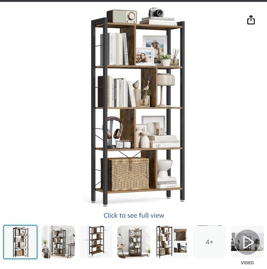 VASAGLE LBC12BX boekenkast – vintage bruin/zwart, Ophalen, 50 tot 100 cm, Zo goed als nieuw, 150 tot 200 cm