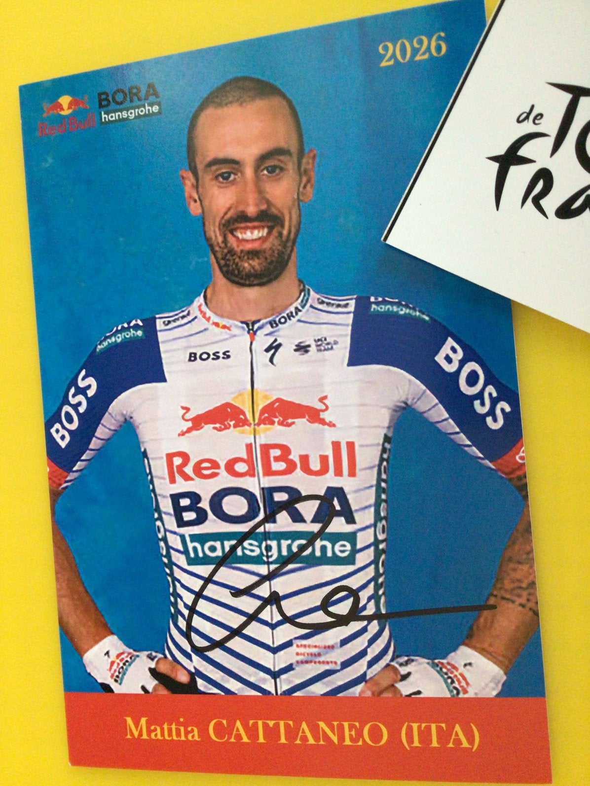 Wielerkaart 2026 team redbull mattia cattaneo  signe, Verzenden
