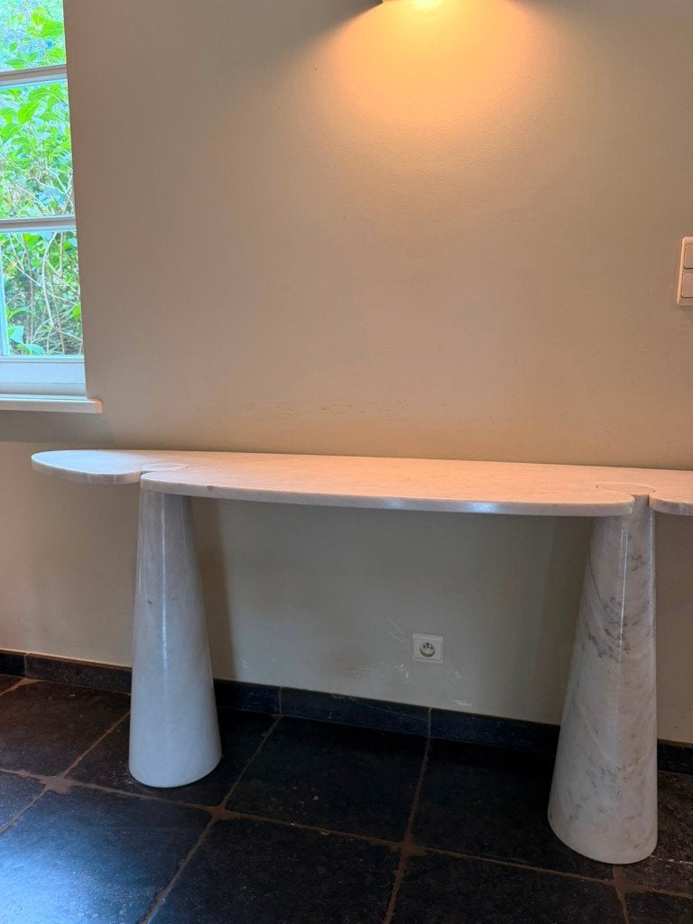 Console van Carrara-marmer met twee conische onderstellen, Antiek en Kunst, Ophalen