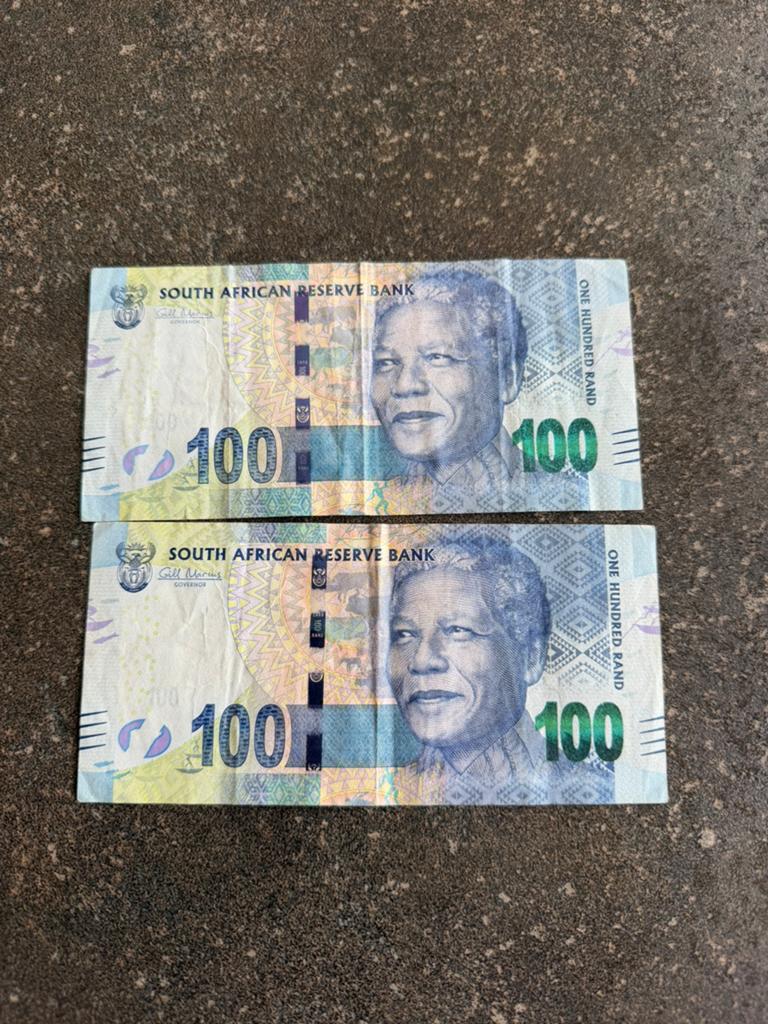 2 fois 100 rand Afrique du Sud, Timbres & Monnaies, Billets de banque | Afrique, Enlèvement ou Envoi