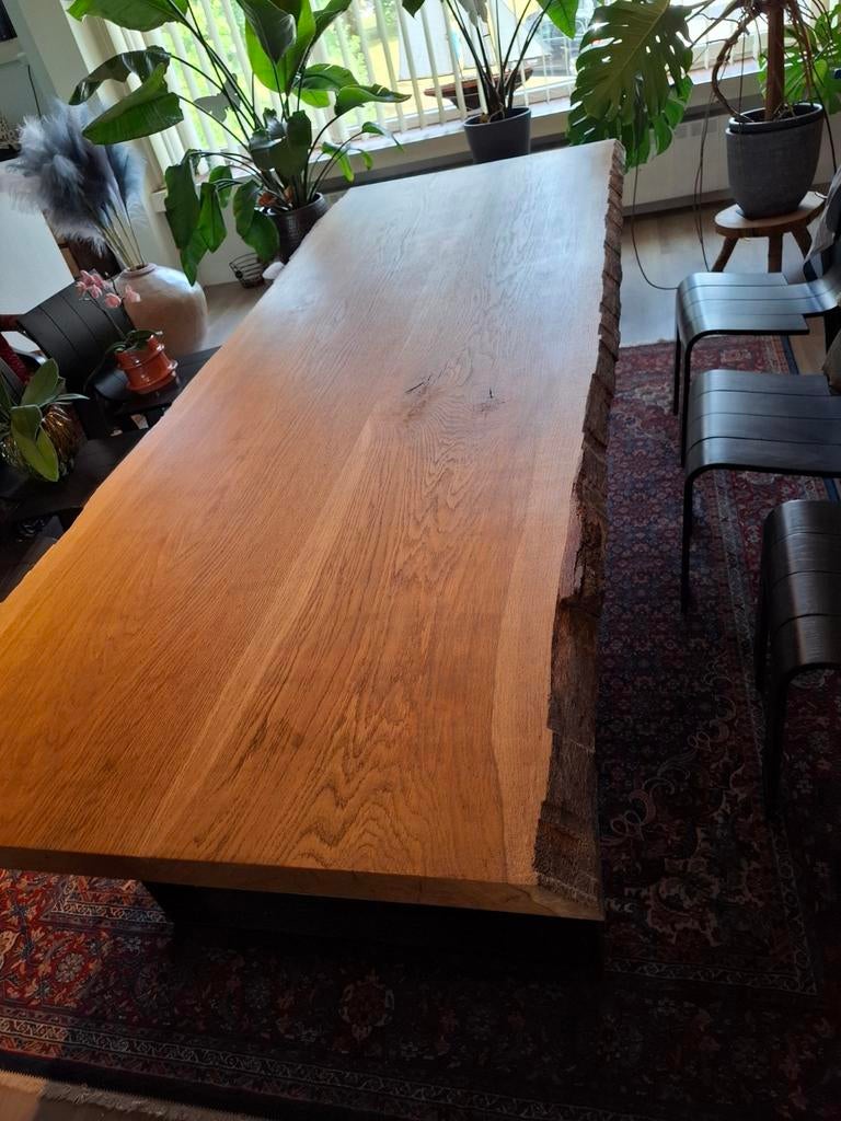 eiken tafel, Huis en Inrichting, Ophalen, 200 cm of meer, Zo goed als nieuw, Vijf personen of meer