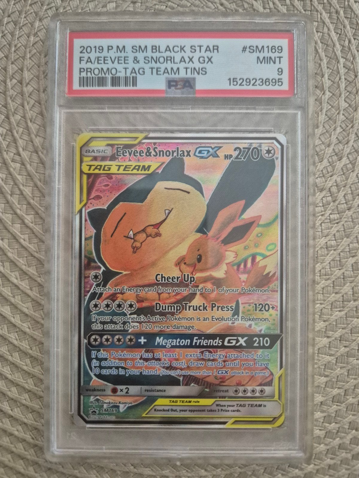 Eevee & Snorlax GX PSA 9, Hobby en Vrije tijd, Verzamelkaartspellen | Pokémon, Ophalen of Verzenden