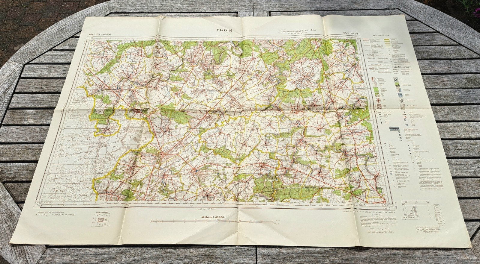 Carte Etat-Major allemande 1941 THUIN NALINES BEAUMONT, Enlèvement ou Envoi
