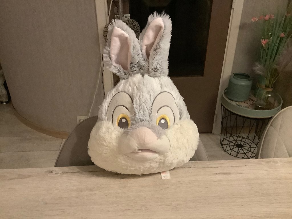 Disney Bambi Stampertje pluche hoofd (37 cm), Kinderen en Baby's, Disney, Disney, Grijs, Konijn