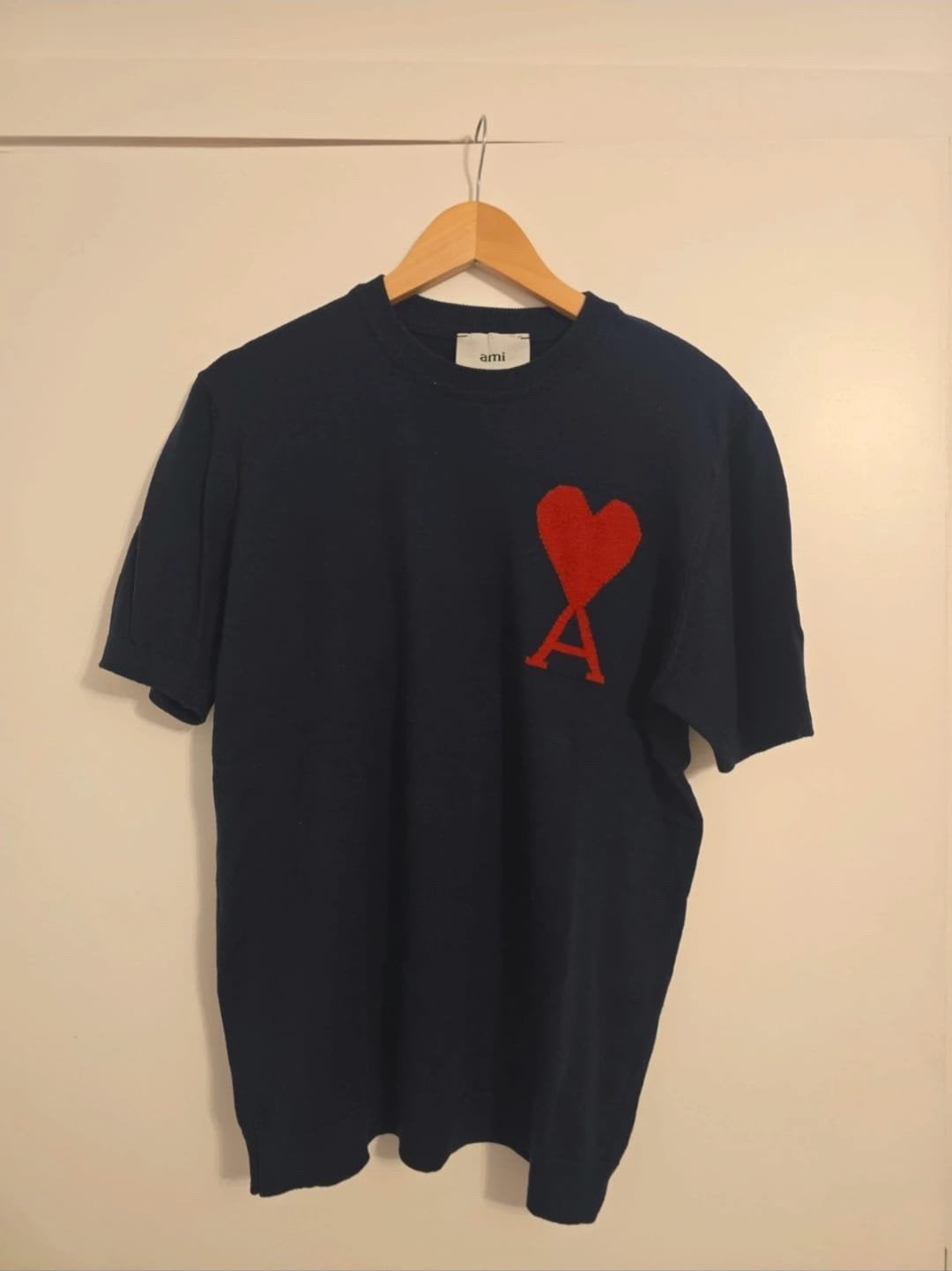 Ami donkerblauw shirt, Kleding | Heren, T-shirts, Verzenden, Zo goed als nieuw, Maat 48/50 (M), Blauw