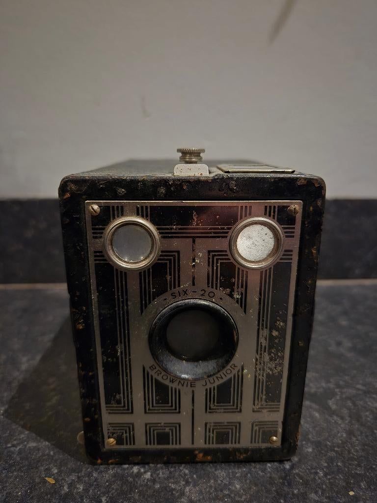 Vintage Kodak Brownie camera jaren 30 met lederen hoes, Ophalen