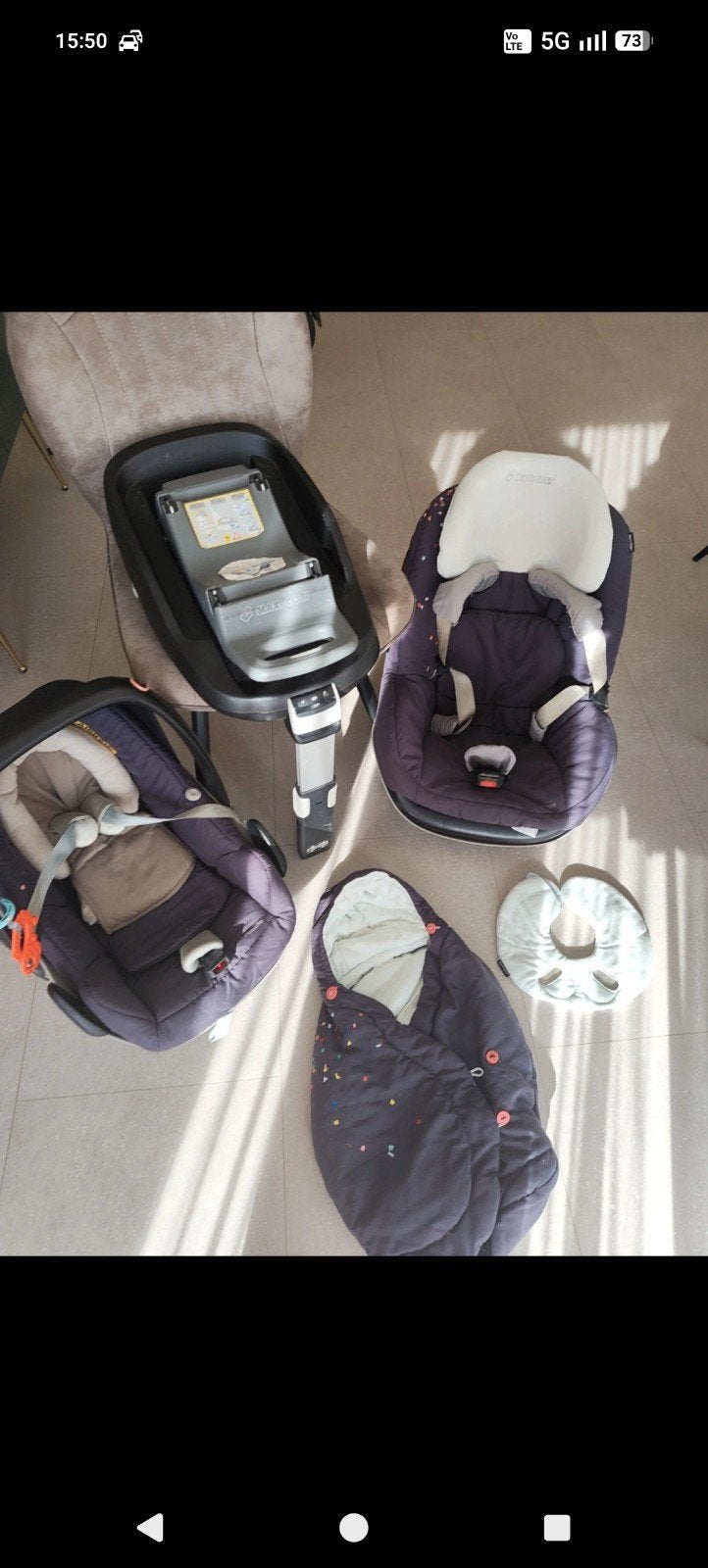 Maxi-Cosi Peble+Pearl+Familyfix, 0 à 18 kg, Mode veille, Enlèvement, Utilisé
