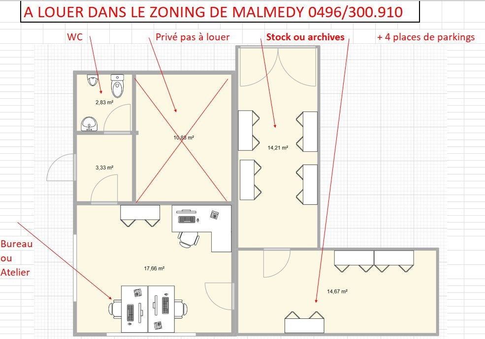 À LOUER – Bureau ou petit atelier dans le zoning de Malmedy, Enlèvement ou Envoi, Comme neuf