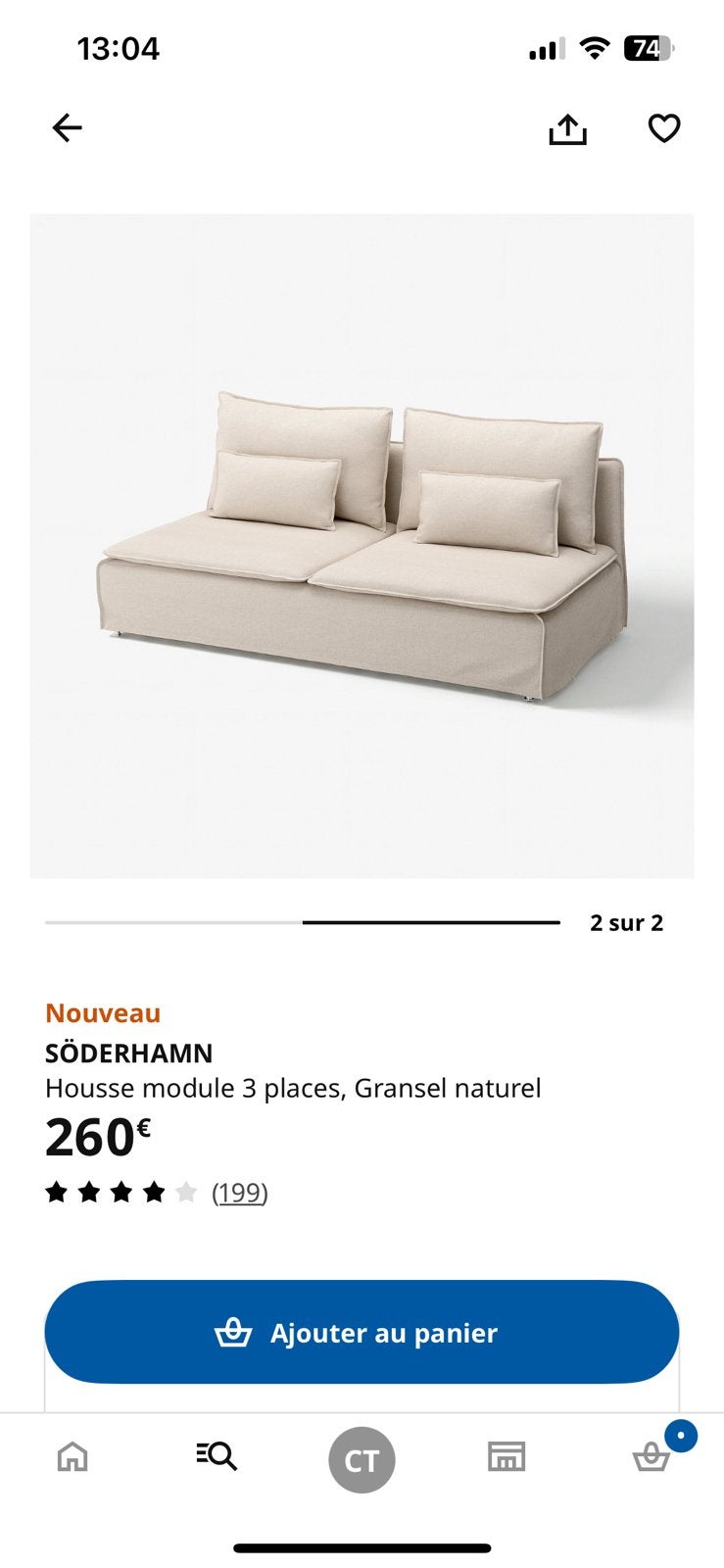 Housse de canapé Soderhamn IKEA - Gransel naturel, Maison & Meubles, Chambre à coucher | Canapés-lits, Comme neuf, Enlèvement