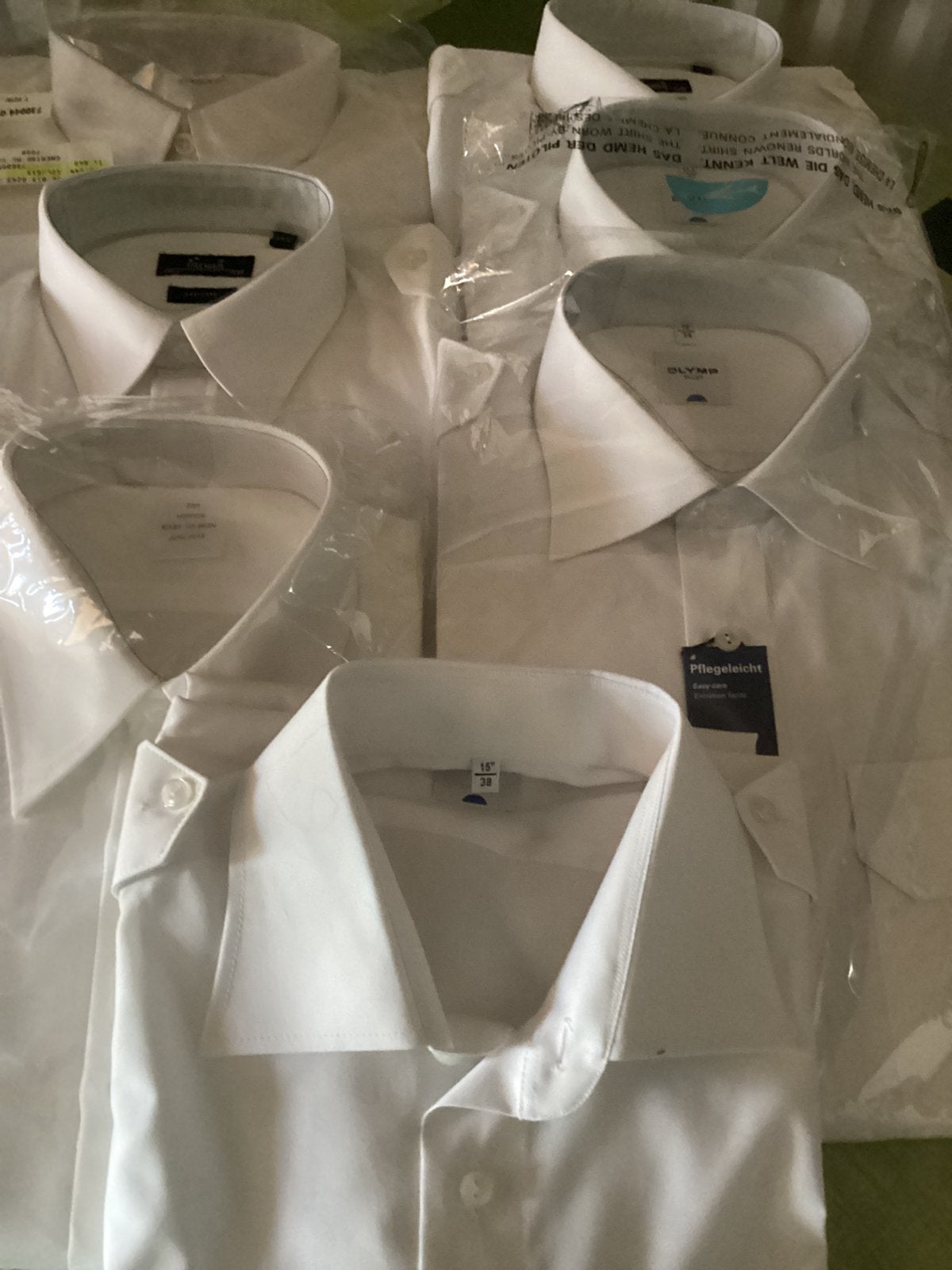 Witte herenhemden met korte mouwen, 37 en 38, Kleding | Heren, Ophalen, Zo goed als nieuw