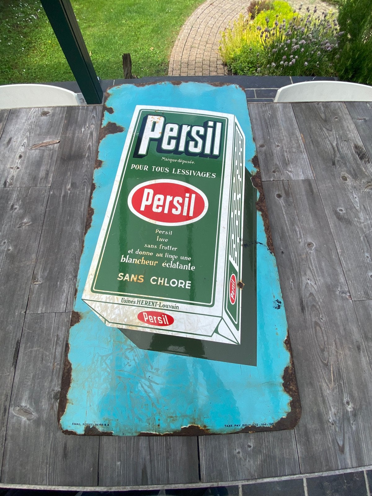 2 mooie emaille borden Persil, Antiquités & Art, Antiquités | Email, Enlèvement