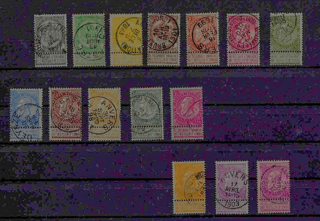 Timbres de Belgique 53/67, Envoi, Oblitéré
