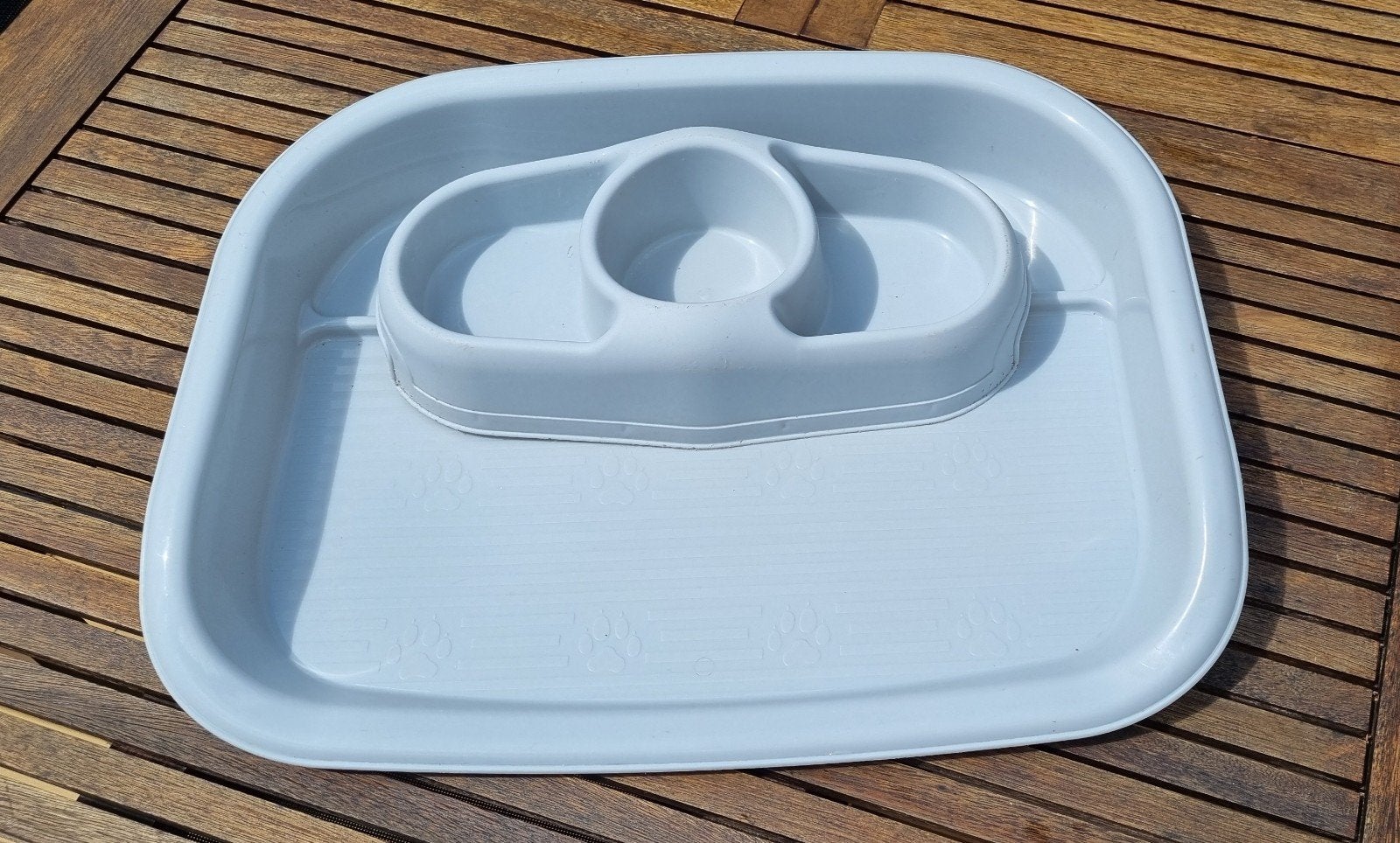 Plateau de propreté avec double gamelle amovible pour chien,