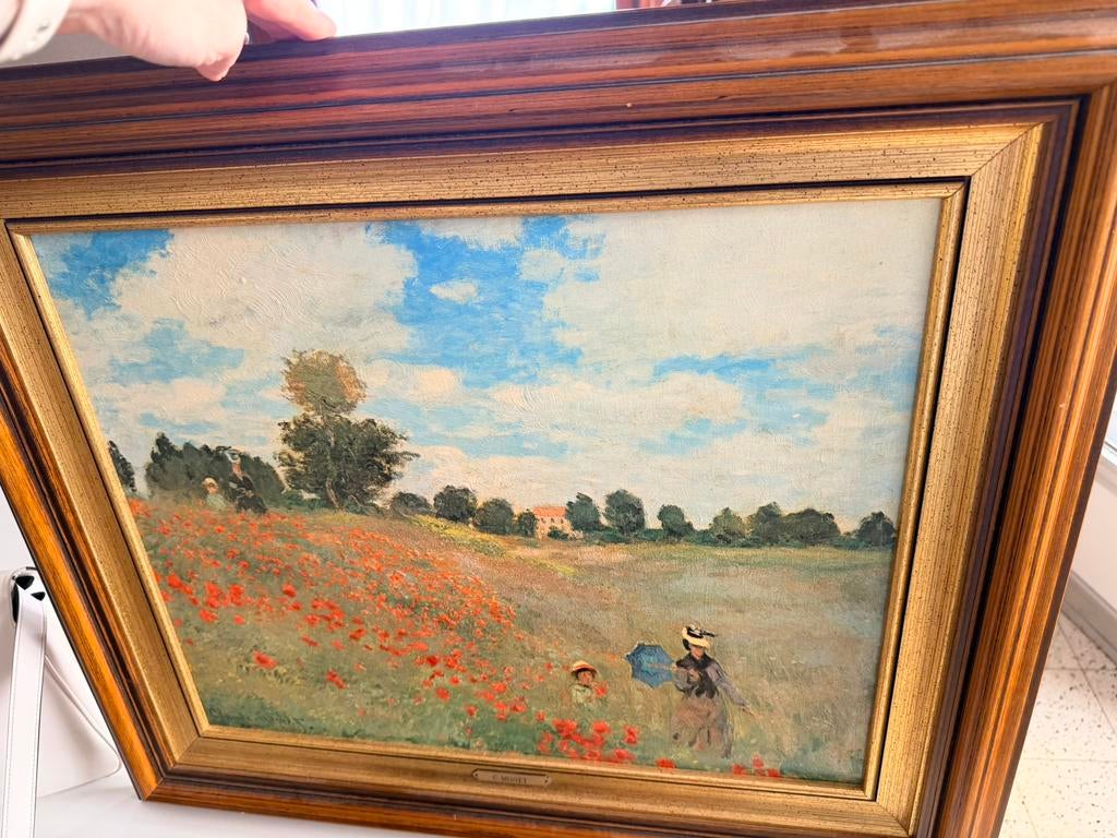 Schilderij klaprozen claude monet, Antiek en Kunst, Ophalen of Verzenden