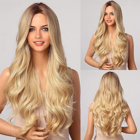 Pruik lang blond haar met grove slagen model Merlin, Ophalen of Verzenden, Nieuw