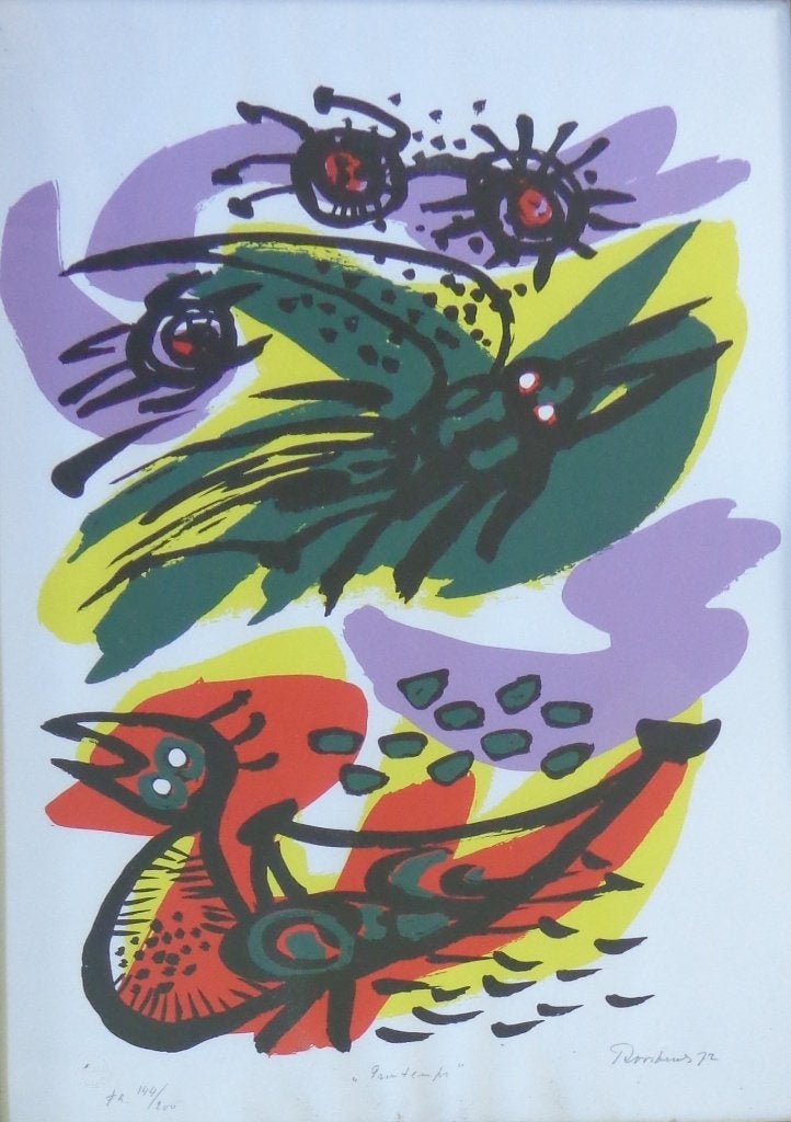 ANTON ROOSKENS / PRINTEMPS / KLEURLITHO / 95x74cm / KADER, Antiek en Kunst, Gesigneerd, Ophalen
