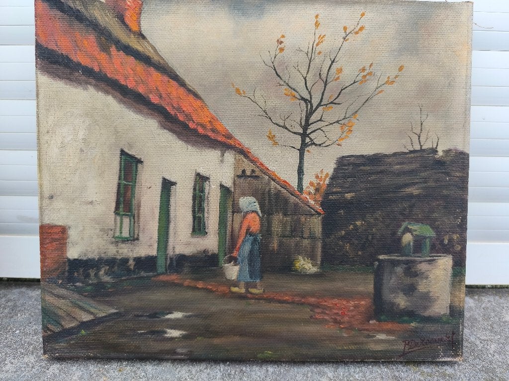 Huile sur toile signe Prosper de roover, Antiek en Kunst, Kunst | Schilderijen | Klassiek, Ophalen of Verzenden, Doek