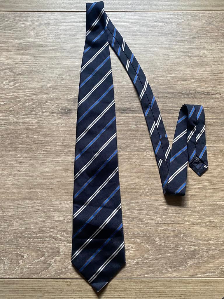 🔥 Zijden Splendore das - Italiaans - blauw/wit gestreept, Ophalen of Verzenden, Zo goed als nieuw, Blauw