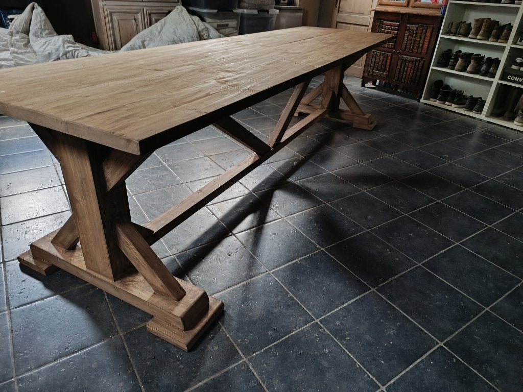 Mooie landelijke tuintafel 300x90, Ophalen, Gebruikt