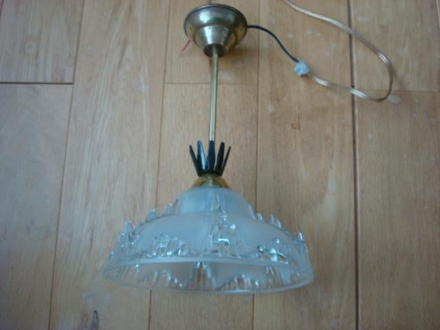 LAMPE À GLACE VINTAGE ET ART DÉCO EZAN DESIGN 1910/30, Maison & Meubles, Lampes | Suspensions, Comme neuf, Verre, Métal, Enlèvement