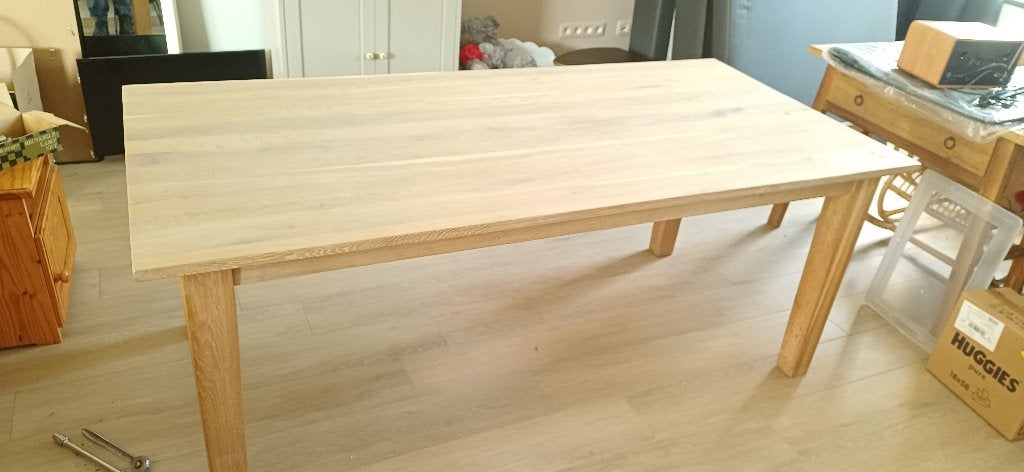Eettafel massief hout, Ophalen, Landelijk, tijdloss, 200 cm of meer, 50 tot 100 cm