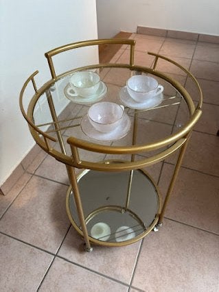 Desserte Vintage, style Art Deco, Maison & Meubles, Enlèvement, Comme neuf, Verre