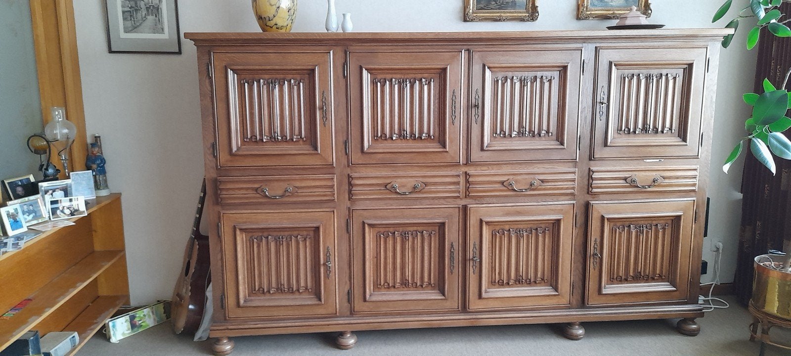 Volhouten eiken kast, Met deur(en), Eikenhout, 200 cm of meer, 150 tot 200 cm