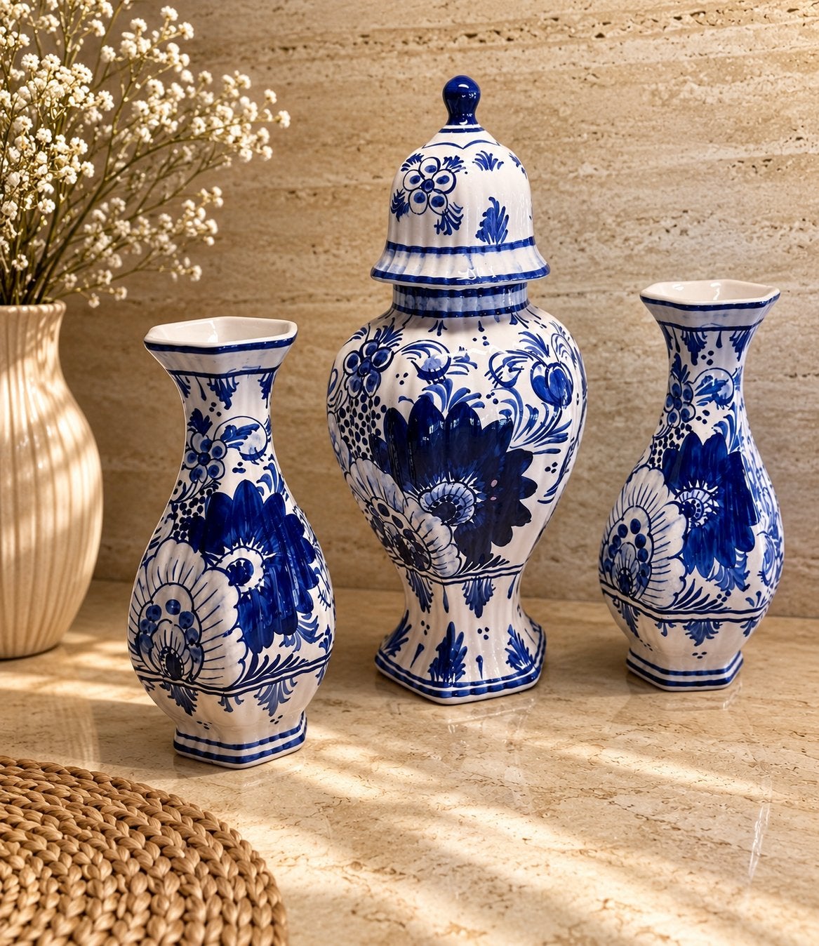 Prachtige blauw-witte porseleinen dekselvaas, Antiek en Kunst, Antiek | Vazen, Verzenden