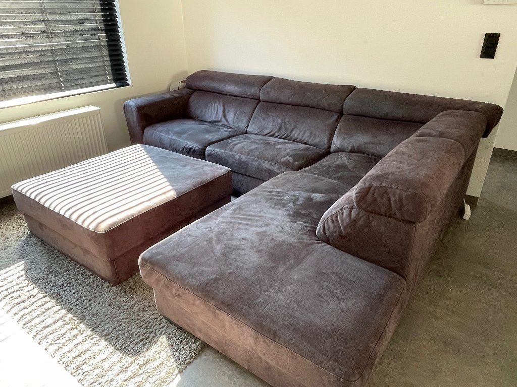 Hoekzetel met poef en mat, Maison & Meubles, Canapés | Coins salons complets, Utilisé, Tissus, Enlèvement