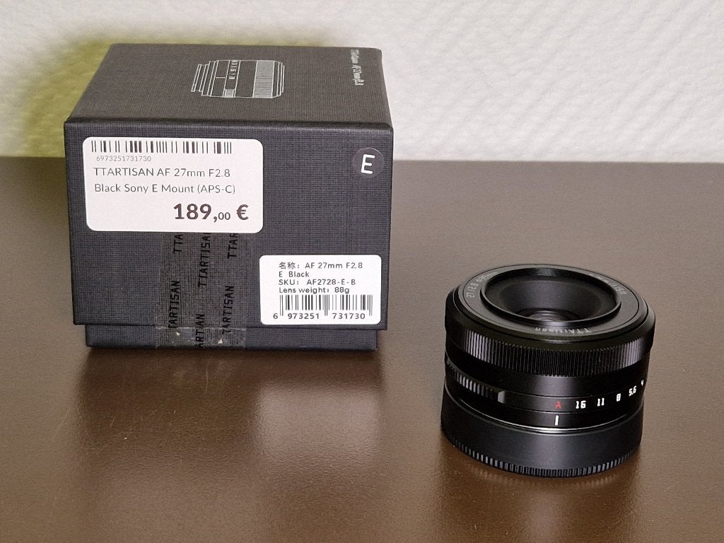 TTARTISAN AF 27mm F2.8 Black Sony E-mount (APS-C), Neuf, Info@movidis.nl, Enlèvement ou Envoi, Monture Sony E