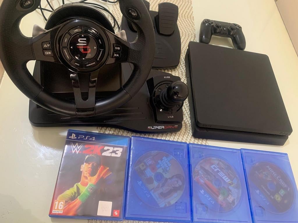 PlayStation 4 incl. 4 games en racestuur, Ophalen, PlayStation 4