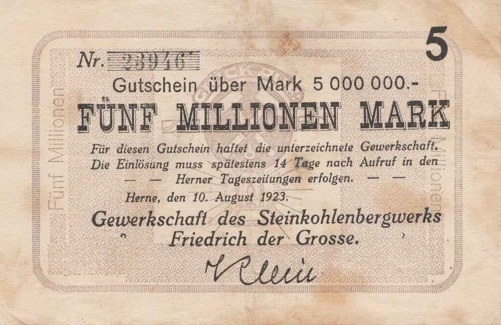 5 Millionen mark 1923, Enlèvement ou Envoi