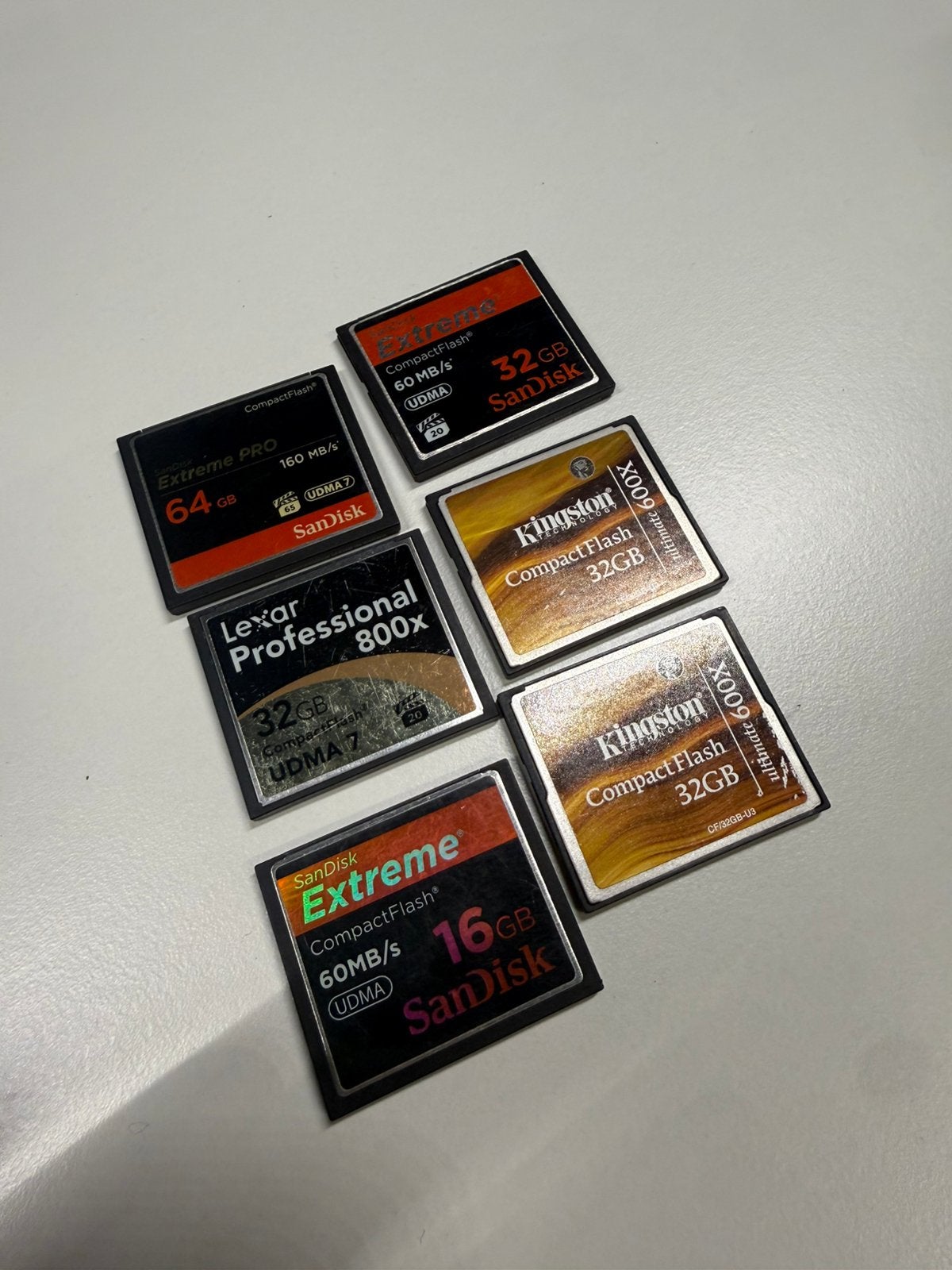 Lot de 6 cartes CompactFlash – SanDisk, Lexar, Kingston, Audio, Tv en Foto, Foto | Geheugenkaarten, Ophalen, Gebruikt, CompactFlash