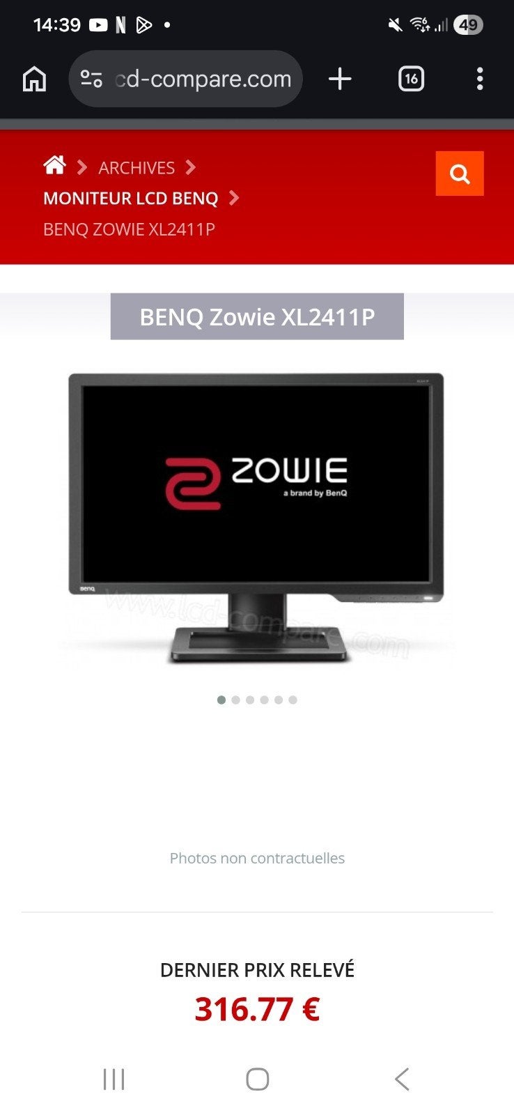 zowie écran 144hz, Computers en Software, Ophalen of Verzenden
