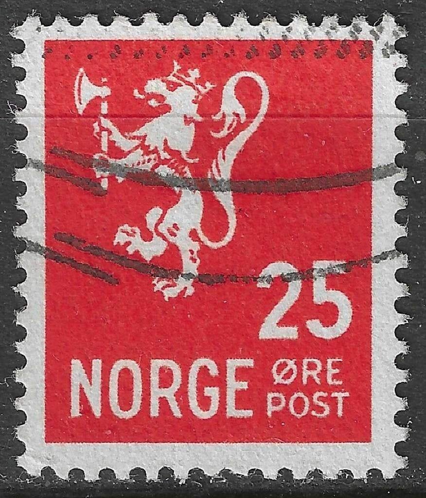 Norvège 1926-1929 - Yvert 117 - Lion et chiffre e vale (ST), Timbres & Monnaies, Timbres | Europe | Scandinavie, Envoi, Norvège