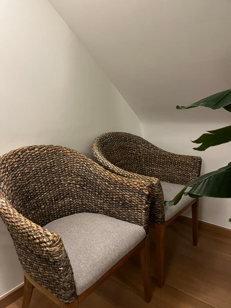 6 x rieten woonkamer stoelen Yothaka, Maison & Meubles, Chaises, Enlèvement, Utilisé, Osier ou Rotin, Cinq, Six Chaises ou plus