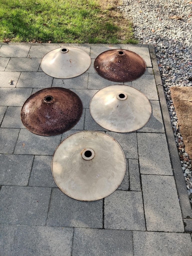 Industrieel Vintage Emaille Stallampen Kappen Abat-jour, Huis en Inrichting, Ophalen of Verzenden, Gebruikt, Metaal, Wit
