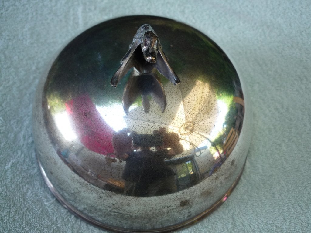 VINTAGE - Cloche couvre plat en métal argenté AnnéeS 1930, Antiquités & Art, Enlèvement ou Envoi