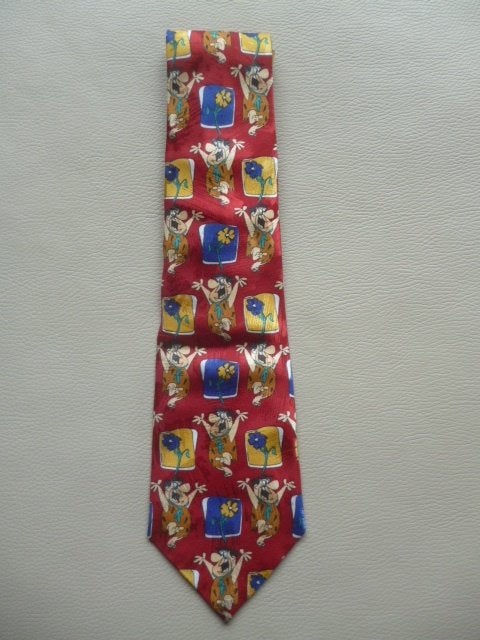 Stropdas / das Fred Flintstone, hoofdkleur: rood, Kleding | Heren, Stropdassen, Ophalen of Verzenden, Zo goed als nieuw, Rood