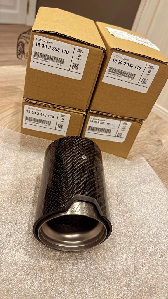OEM M Performance Carbon Uitlaat Eindstukken voor F80 / F82, Auto-onderdelen, Ophalen of Verzenden, Gebruikt, BMW