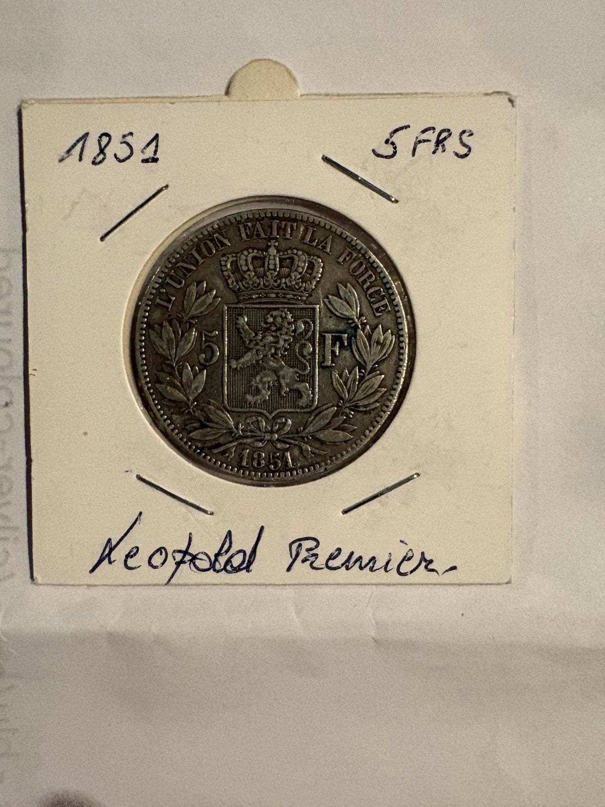 Pièce de monnaie 5 francs Leopold 1er, Ophalen of Verzenden, Zilver