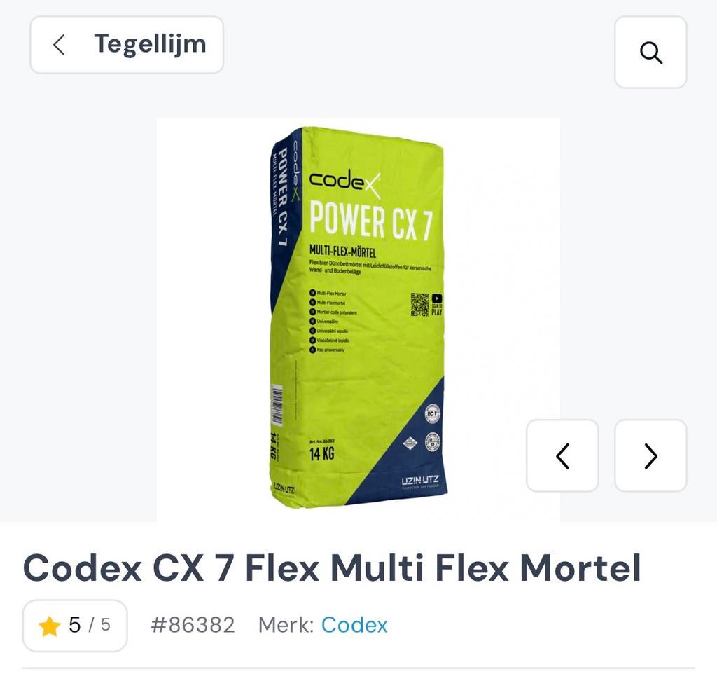 Multi flex mortel Codex CX7, Doe-het-zelf en Bouw, Ophalen, Nieuw