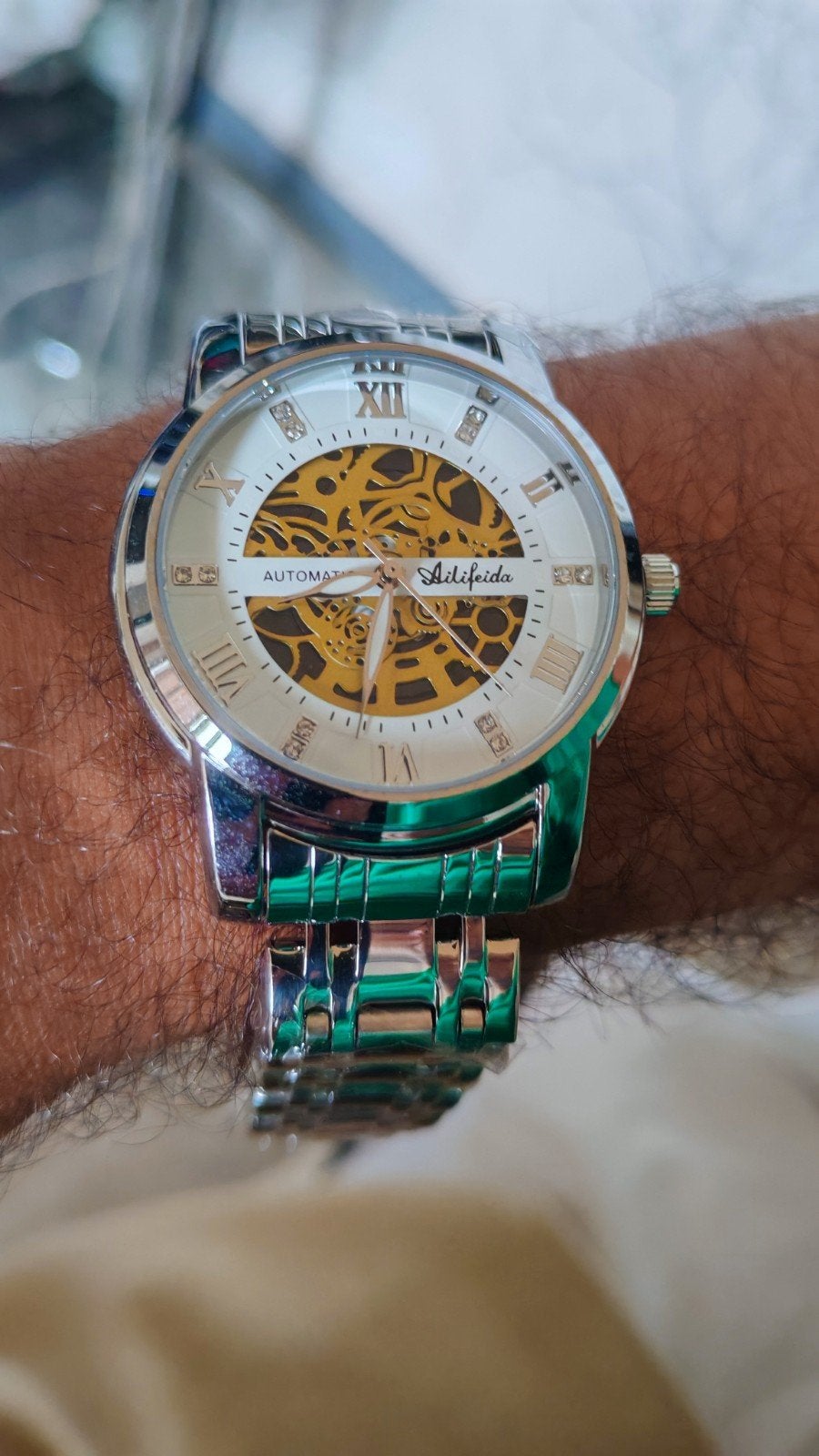 Montre automatique squelette, Envoi, Neuf, Bleu