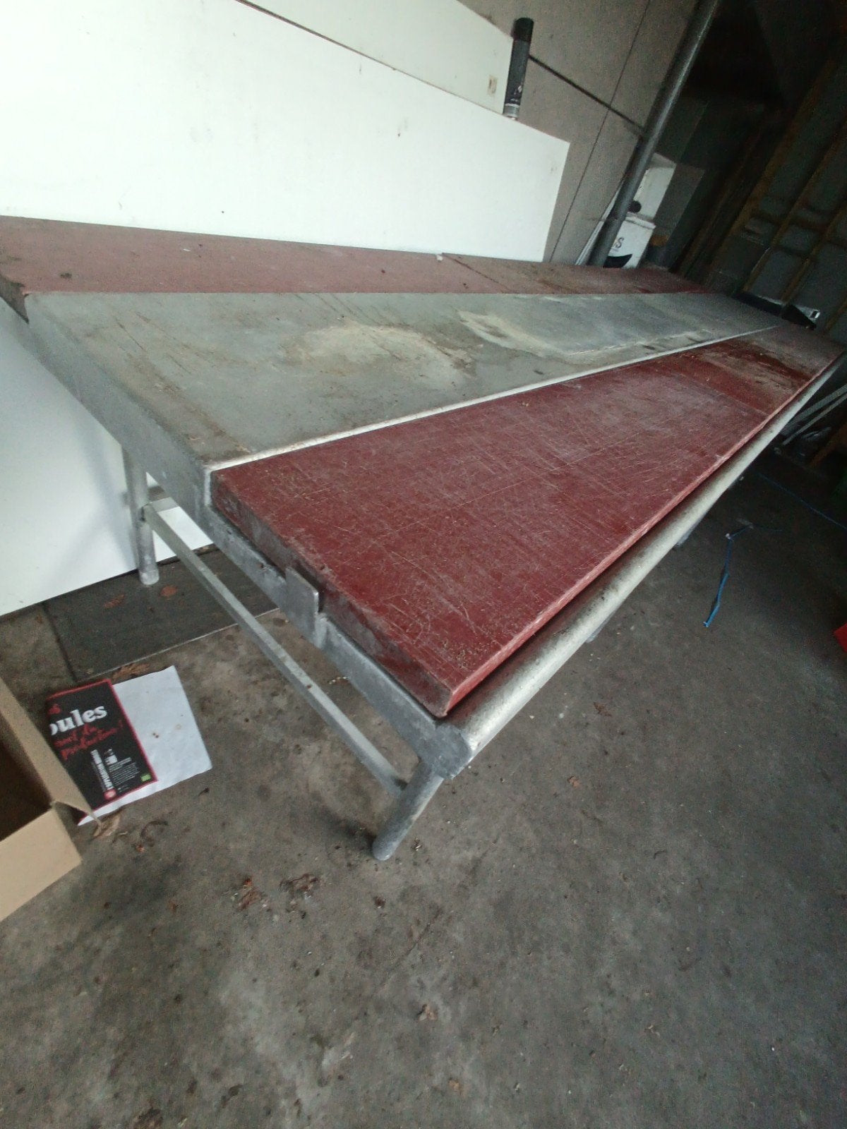 Slager Snij werktafel  lange. 3,50 m, Ophalen